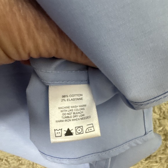 Foxcroft Women's Non Iron Stretch Long Sleeve Button Up Shirt Blue Size M Career - Picture 10 of 10